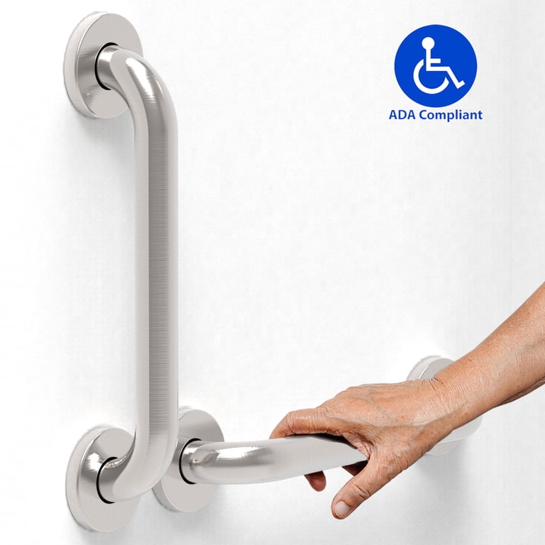 AmeriLuck 1-1/4 X 12 Inch White ADA Safety Grab Bar – 500lb Capacity, Rust-Proof 304 Stainless Steel With Concealed Flange