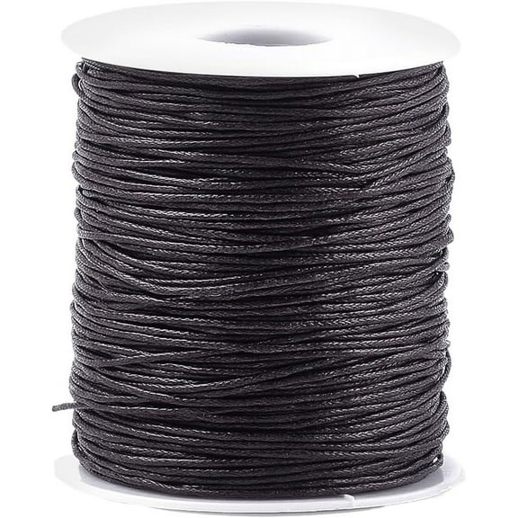 100 Yards 1.5MM Dark Brown Wax Cord Smooth Waxed Cotton Thread Soft Round Bracelet String Cords Bulk Rolls with Spool for Sewing Making Packaging Jewelry Quilting Macrame Knotting Supplies