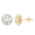thumbnail image 4 of Rosec Jewels Lab Created Diamond Round Stud Earrings (Ef-Vs Quality) - Classic Halo Earrings with Screw Back, 10K Yellow Gold, 4 of 7