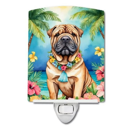 

6 x 4 in. Shar Pei Luau Ceramic Night Light