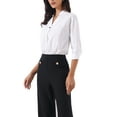 thumbnail image 4 of INSPIRE CHIC Business Casual Bodysuit Top for Women 3/4 Sleeve Collared Work Office Leotard Blouse Shirt XS White, 4 of 6