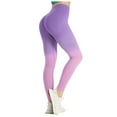 thumbnail image 4 of Yoga Gradient Leggings Tummy Control Buttery Soft High Waisted Lounge Yoga Pants Full Length Light Purple M, 4 of 4