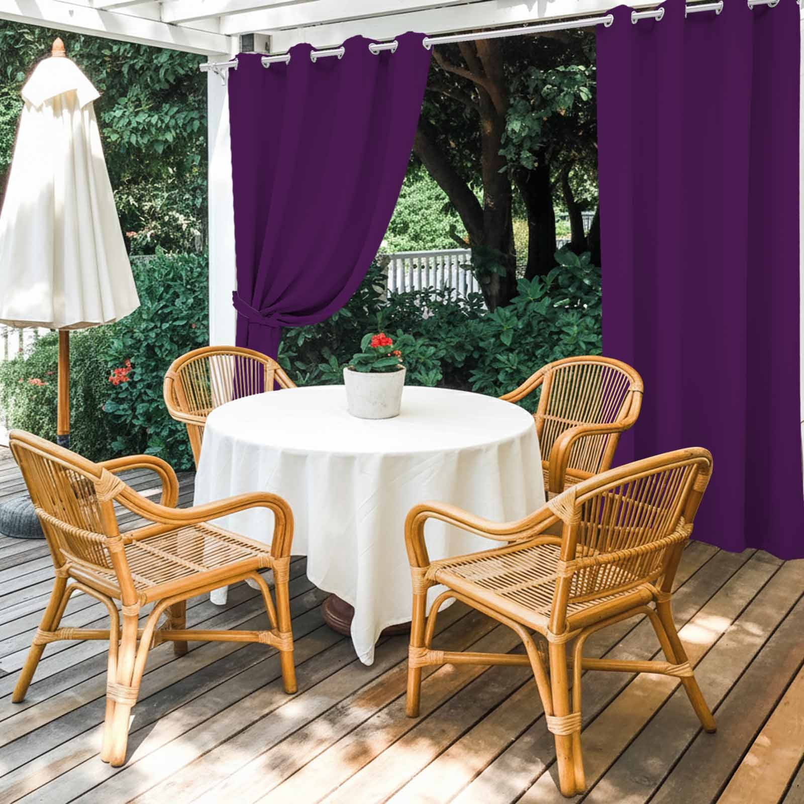 Solid Color Outdoor Curtains for Patio Waterproof, Purple Grommet Curtains for Porch Outside Privacy Drape for Gazebo Garden Pergola, 2 Panels, 54x108in