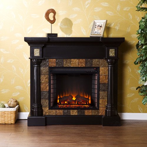 New Southern Enterprises Kentshire Convertible Electric Fireplace Black With Faux Slate Walmart Com Walmart Com