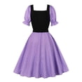 thumbnail image 2 of DHFJKG Summer Dresses For Women Retro Polka Dot 90S Puff Short Sleeve V Neck Midi Dress With Belt Vintage Flowy A-Line Trendy Dresses, 2 of 7