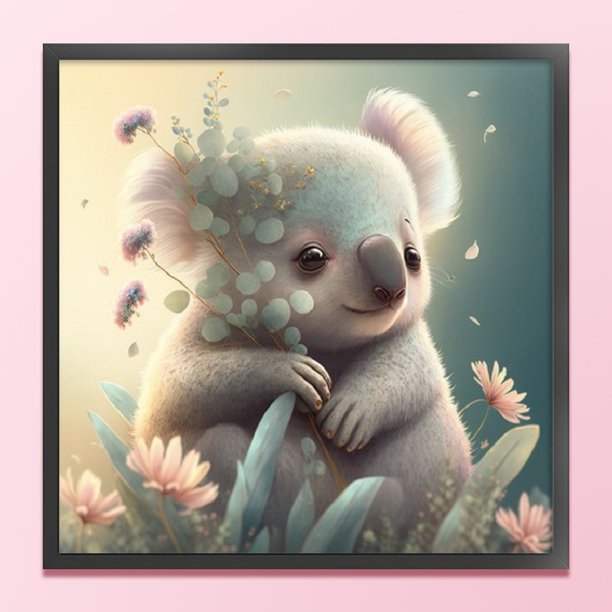 Cuadros Decorativos Bordado completo Hilo de algodón ecológico 11CT Impreso Koala Kit de punto de cruz (ACC-258) Wdftyju embutido en tela