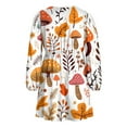 thumbnail image 5 of Yuyamidu Mushroom Women Long Sleeve Dresses Casual V-Neck Dress for Women Size S Maple Leaves Flowy Swing Dresses Fall Winter A Line Dress, Thanksgiving, 5 of 7