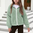 thumbnail image 2 of Staki Girls Fuzzy Sherpa Coat Full Zip Hoodie Fleece Jacket with Pockets Fall Winter Outwear 5-14Y(Mint Green,7-8 Years), 2 of 6