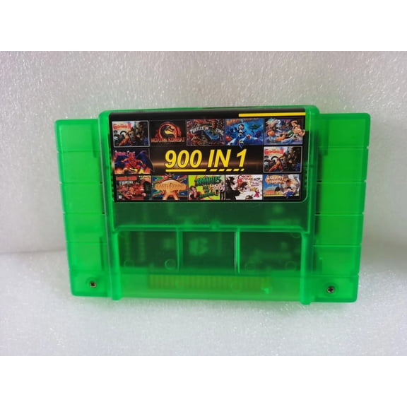 RETROTECH  Super 900-in-1 Game Cartridge for SNES: 16-Bit Classic Games, Saves, Works with All Consoles (Green Color)