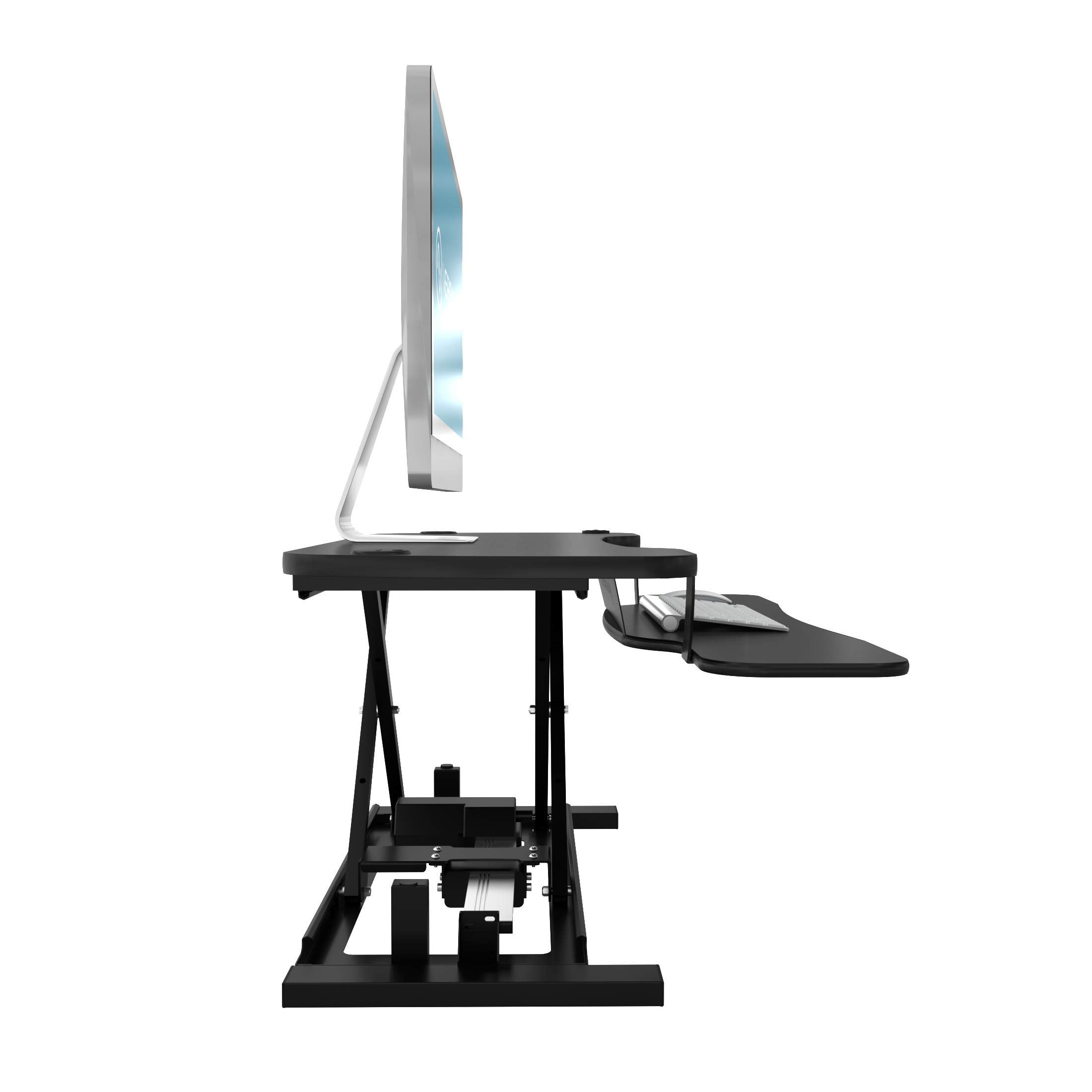 VersaDesk Power Pro Electric Standing Desk Converter - Mdf & Metal, Height Adjustable Sit-Stand Riser with Keyboard Tray, Push Button | Black, 36"x24"