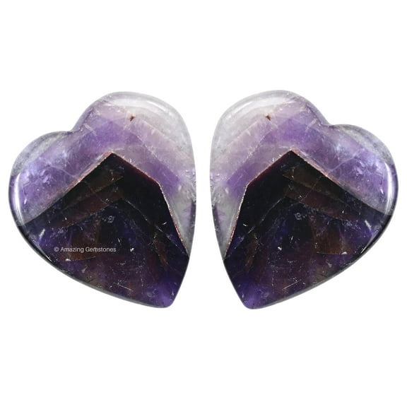 Amethyst Stone Heart - Pack of 2 Crystal Heart Stones