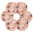 thumbnail image 7 of Yayeee 6 PCS Drink Coasters with Holder Set Woven Absorbent Round Tabletop Hot Pad, Pastel Pink Halloween, 7 of 7
