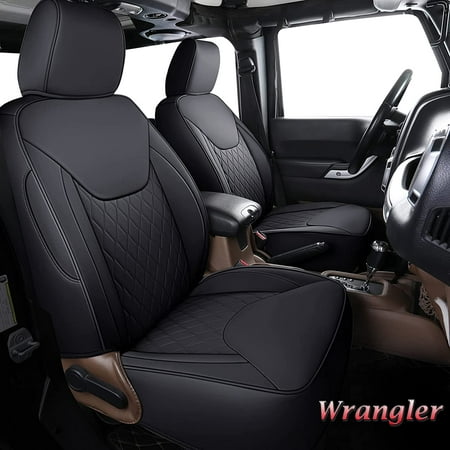 Wrangler Seat Covers Waterproof Custom Leather Front Protectors 2 Pieces Compatible With 2007 2018 Jeep Jk Jl 4dr 2dr Fit For Sahara Sport X Rubicon Pair Black Canada - Are Jeep Leather Seats Waterproof