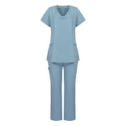 Bseka Nursing Uniforms Scrubs Sets For Woman And Man Clearance Plus Size Working Uniform With Pocket Scrubs Medical Uniform Scrubs Top And Pants