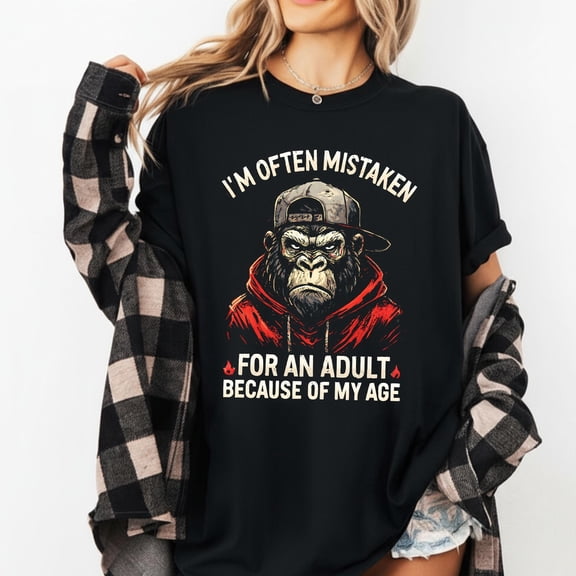 TOKAIPlus Funny Monkey Graphic T-Shirt for Men and Women, Sarcastic Humor Tee, Cool Streetwear Outfit, Trendy Gift for Teen or Young Adult