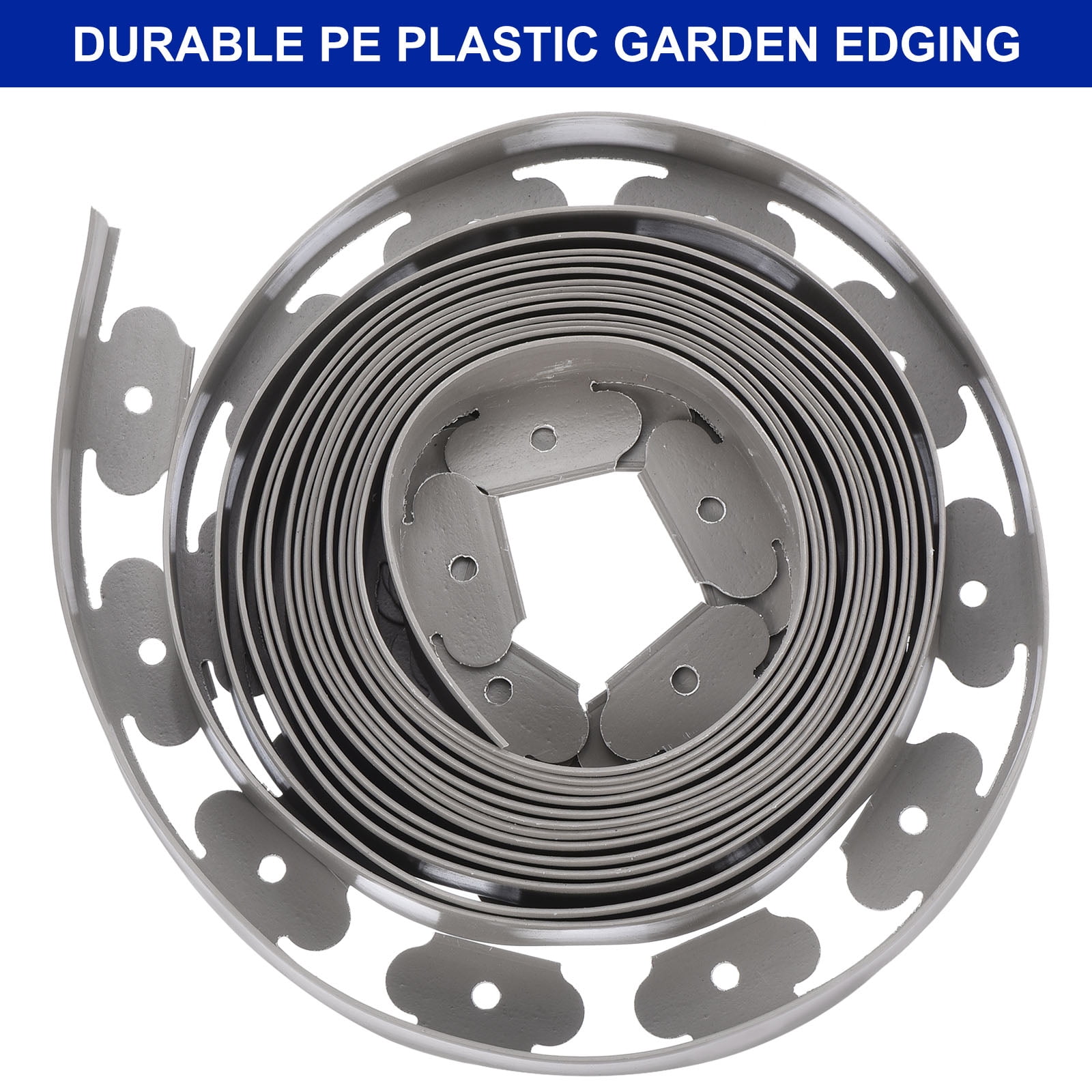 Uxcell 33Ft Border 2" Tall Plastic Garden Edging Kit for Yard Gray