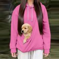 thumbnail image 2 of QATAINLAV Pet Pouch Hoodie for Women Long Sleeve Hooded Sweatshirt Solid Color Casual Loose Pullover Tops, Hot Pink, M, 2 of 6