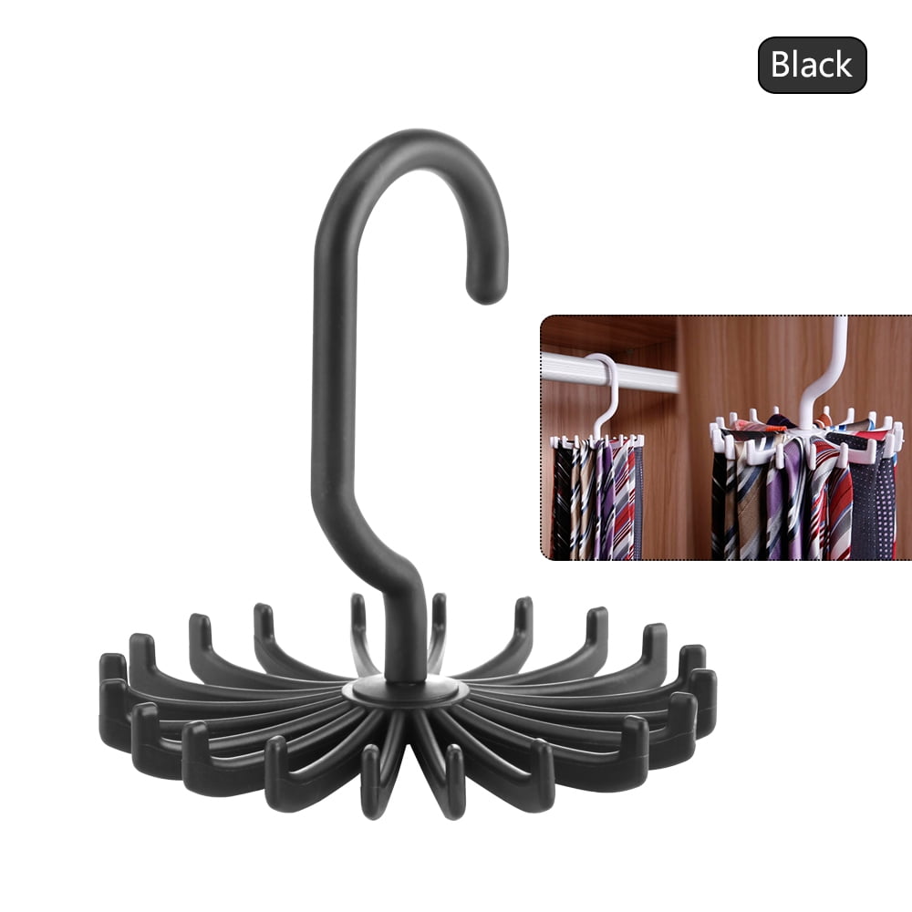 Tie Rack Hanger 2 Pack Non-Slip Tie Scarf Rack Holder Hook Belt Hanger With 360 Degree Rotating,Securely up to 20 Tie,Best Multi-Use Space-Saving Plastic Organizer For Storage Closet