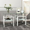 thumbnail image 6 of Tcbosik 2pcs Square Side Table with White Tube, 2-Layer Tempered Glass End Table with Open Shelf for Living Room Bedroom Waiting Room, Transparent, 6 of 11