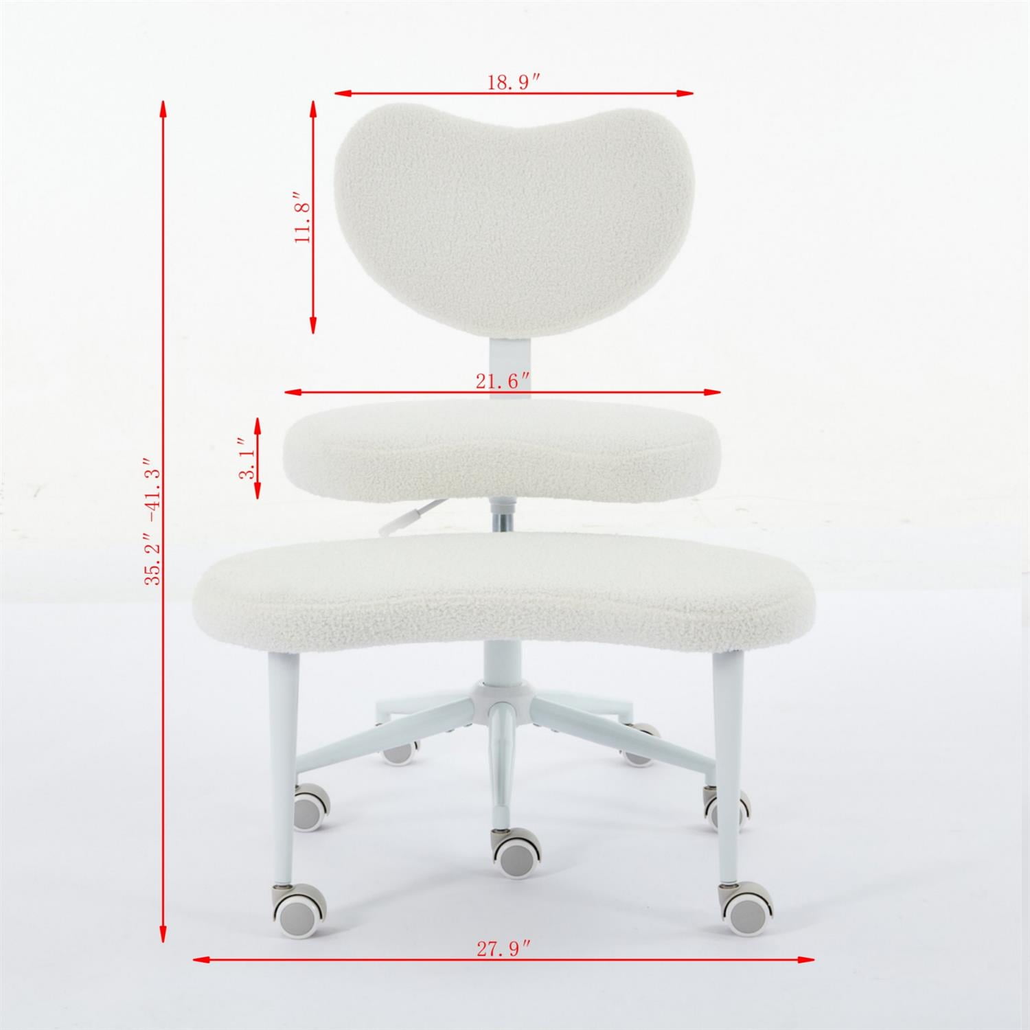 Demi Bonn 36" Desk Chair with Lumbar Support and Adjustable Stool, Meditation Chair for Home, Office, White