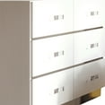 thumbnail image 4 of Benjara Ruo 60 Inch Modern Wide Dresser, 6 Drawers, Chrome Plinth Base, White Wood, 4 of 6