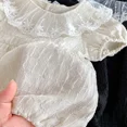 thumbnail image 3 of Pelele de bebé de estilo coreano, manga corta, cuello de muñeca, adorno de encaje, traje de princesa de luna llena, ropa para niñas, peleles para bebés, 3 of 5
