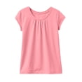 thumbnail image 4 of YDFCWXW Girls Tops Dressy Casual Summer 2026 Short Sleeve Blouses Crew Neck Pleated Basic T Shirts Spring Clothes (Pink, 14-15 Years), 4 of 5