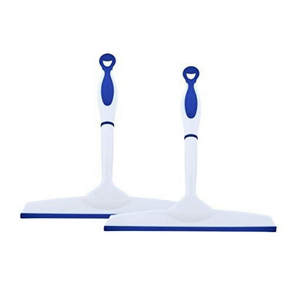 Superio Rubber Squeegee, 2 Pack, Streak Free All Purpose Window Squeegee, Comfort Grip Handle and Hanging Hook (Blue, 10 Inch- 2 Pack)