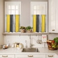 thumbnail image 3 of Coastal Style Curtain Valances Set Vintage Gray Yellow Stripes Wood Texture Kitchen Curtains 36&nbsp;inch Length Rod Pocket Valance and Tiers 3 Piece Set Small Bedroom Bathroom Laundry Decor, 3 of 9