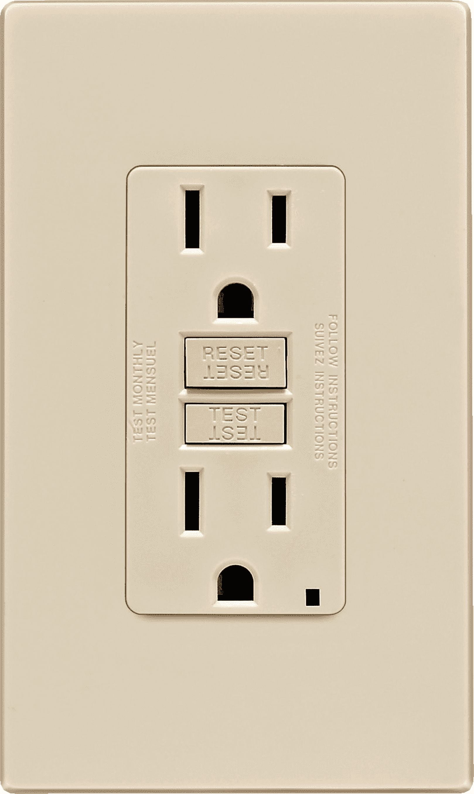 Leviton GFCI Receptacle in Almond — UL Listed for US Residential Electrical Code Compliance, Drop-in NEC-Standard Wiring