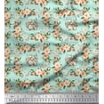 thumbnail image 1 of Soimoi Green Cotton Duck Fabric Begonia & Peony Floral Printed Craft Fabric by the Yard 58 Inch Wide, 1 of 3