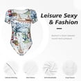 thumbnail image 6 of Uemuo Watercolor Sailboat Pattern Women's One Piece Short Sleeve Swimsuit Rash Guard Surfing Modest Quick-drying Swimsuit Beach Essentials-X-Large, 6 of 9