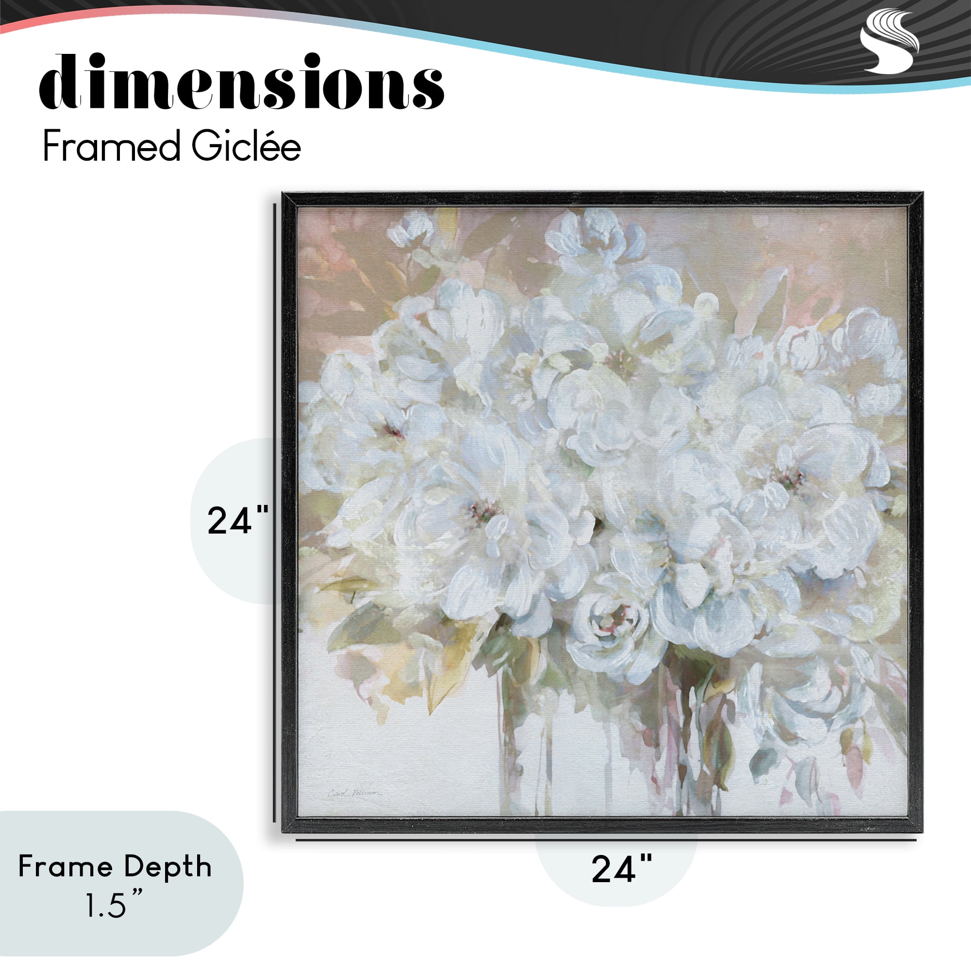 Stupell Industries Soft White Bouquet Serenity Black Framed Giclee Art, design by Carol Robinson