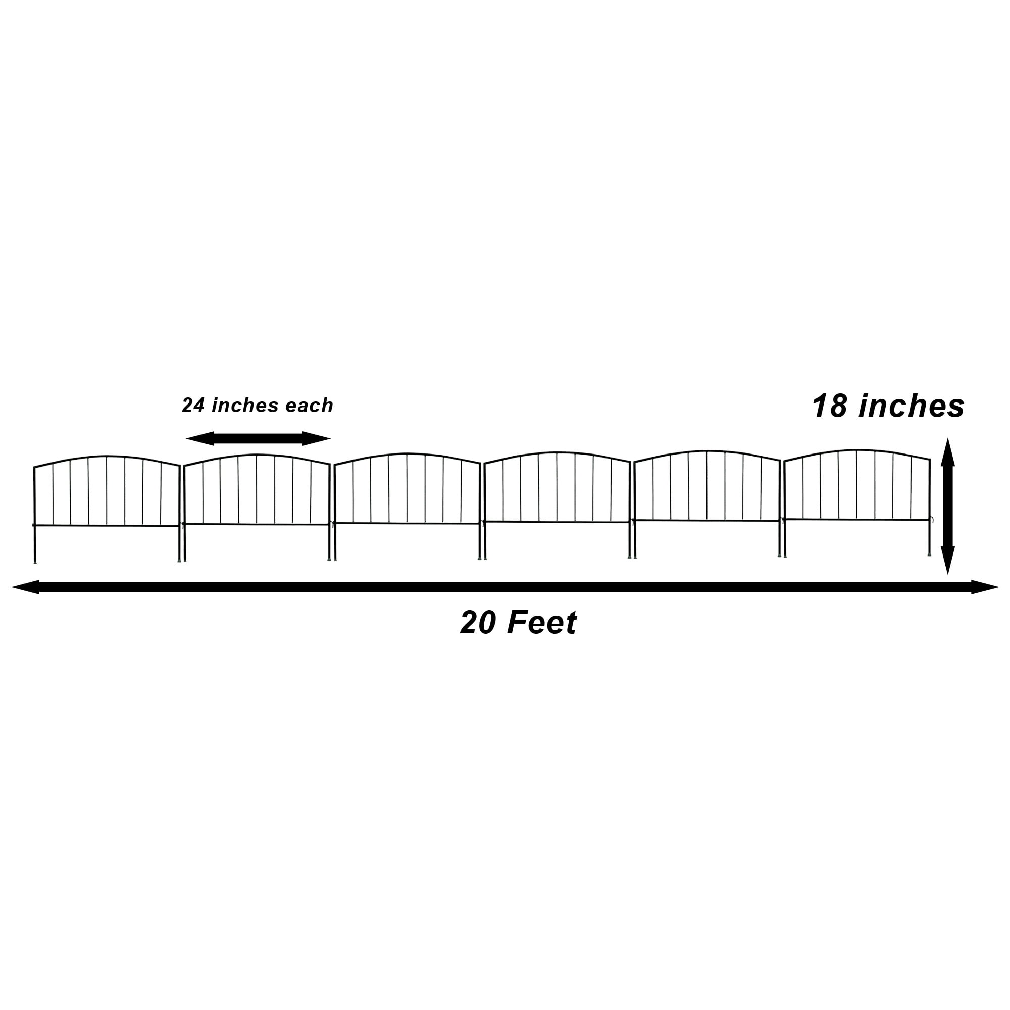 Glamos Wire 24 inch Arched Top Vertical Decorative Panel Fence 10 pack cover 20 ft