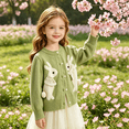 thumbnail image 5 of Girls' Cardigan with Button Loose Long Sleeve Shrug Sweaters Cropped Uniforms Baby Rabbit Embroidered Knit Sweater Outerwear, 5 of 5