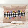 thumbnail image 3 of Spring Flowers Pillow Covers 2 Pack Watercolor Pink Yellow Purple Floral Black Plaid Brown Wood Grain Pillowcase Waterproof Outdoor Throw Pillow Cover for Patio Garden Square Cushion 24”x24”, 3 of 9