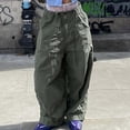 thumbnail image 5 of Fgnfyis Women's Casual Mid Waist Cargo Jeans Stretch Wide Leg Denim Pants with Pockets Banana Pants for Women with Drawstring Design Green S, 5 of 9