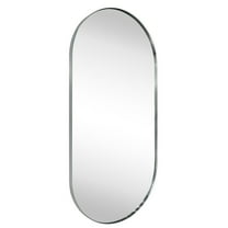 TEHOME 20x40" Brushed Nickel Metal Framed Oval Capsule Bathroom Mirror