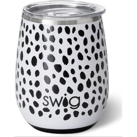 

14oz Insulated Wine Tumbler with Lid | 40+ Pattern Options | Dishwasher Safe Holds 2 Glasses Stainless Steel Outdoor Wine Glass (Spot On)