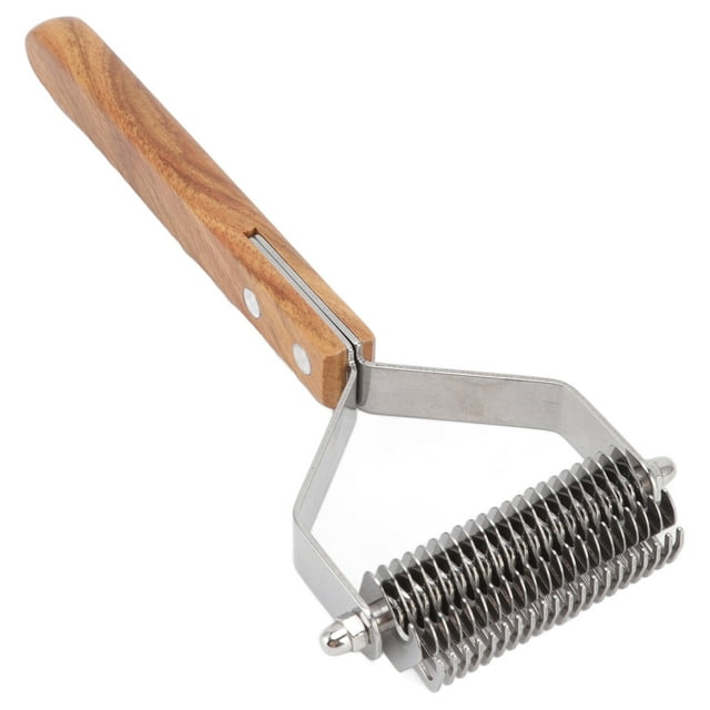 Dog Deshedding Brush, Irritation Free Double Row Pet Undercoat Rake For Grooming