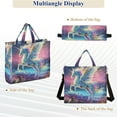 thumbnail image 6 of Unicorn and Flowers Corduroy Tote Bag Handbag Large Messenger Bag Shoulder Crossbody Zipper Bag Purse, 6 of 8