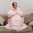 thumbnail image 7 of PAVILIA Sherpa Wearable Blanket Hoodie Women Men, Oversized Hoodie Sweatshirt Blanket, Hooded Sweater Blanket Neck Warmer, Thick Fleece Hug Sleep Pod Adult, Cozy Warm Plush Gift Ideas Mom Wife, Pink, 7 of 7