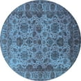 thumbnail image 1 of Ahgly Company Indoor Round Oriental Light Blue Industrial Area Rugs, 4' Round, 1 of 4