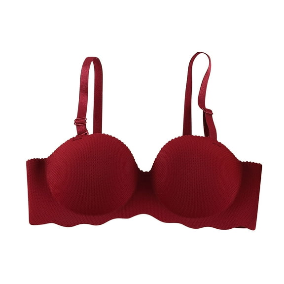 Mrat Bras for Women Push up Halter Supportive Sports Plus Size Bandeau Bras Plus Size Front Closure Clear Strap Criss Cross Bras Back Support Bralettes for Women Red XL