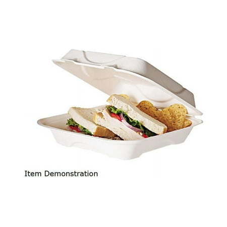 Eco-Products EP-HC91 9.00" x 9.00" x 3.00" Sugarcane Clamshells Food Box - 200 / Pack