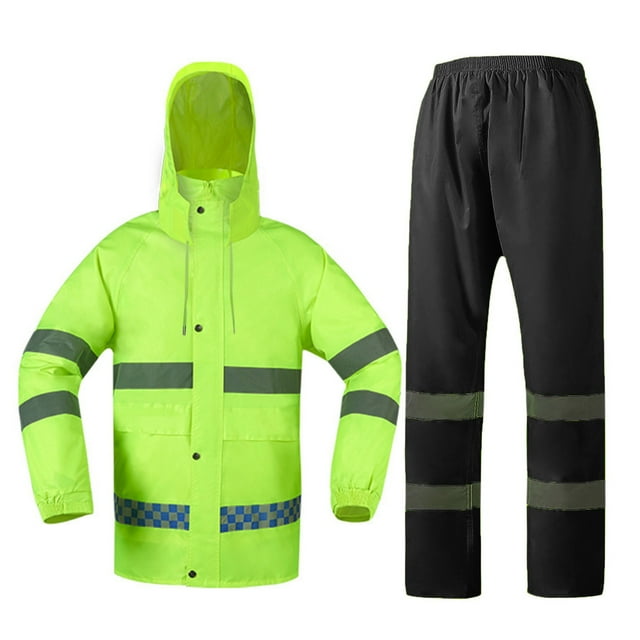 Sentmoon Ensemble de 2 Pcs Manteaux de Pluie et Pantalons de Randonnée avec Capuche Manches Longues Imperméable pour Homme avec Imprimé Léger Imperméable Réfléchissant Ponchos de Pluie pour la Randonnée, le Camping, le Voyage TG