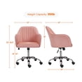 thumbnail image 2 of Home Office Chair, Adjustable Desk Chair, Modern Mid Back Chairs, Tufted Velvet Fabric Computer Desk Chair, Swivel Adjustable Task Chair, Computer Desk Stools for Home, Pink, 2 of 5