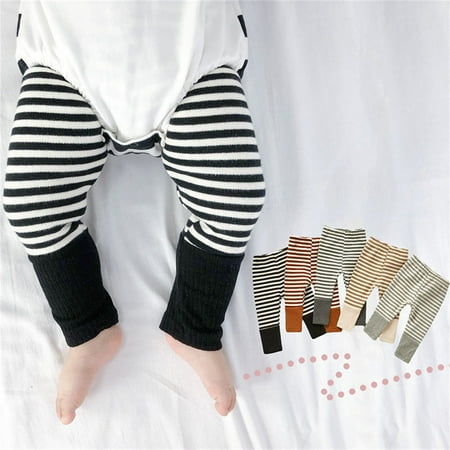 

nsendm Infant Newborn Baby Boys Girls Striped Patchwork Pants Trousers Leggings Outfits Clothes Boy Fall Clothes Pants Black 0-6 Months