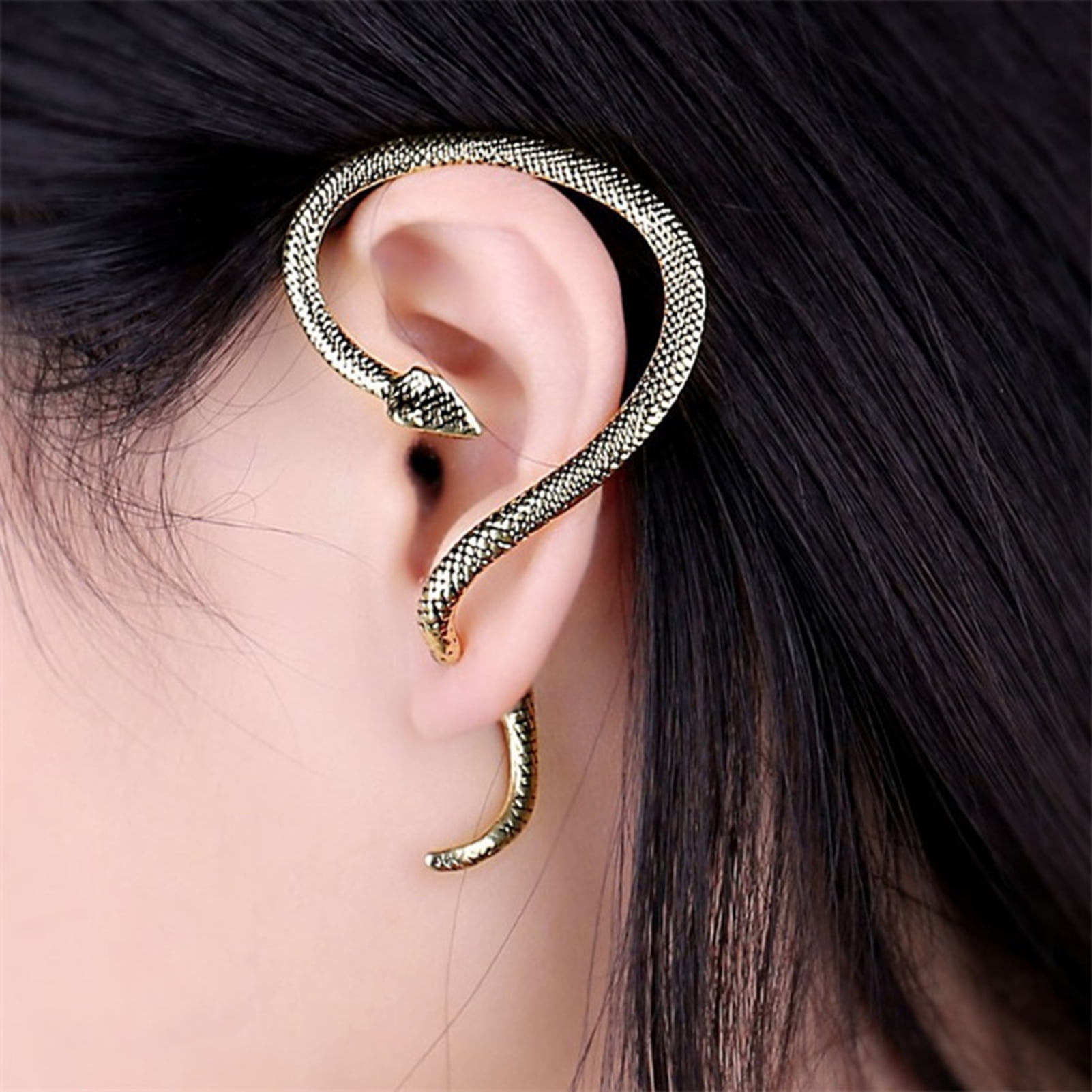 Fashionable Style Silver Tone Snake Animal Swirl Design Post Back Stud Earrings