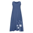 thumbnail image 6 of BiZtdJrK Blue Vacation Dress for Women Summer Sleeveless Linen Beach Dresses Trendy Floral Print Sundress with Pockets Going Out Outfits XL, 6 of 6